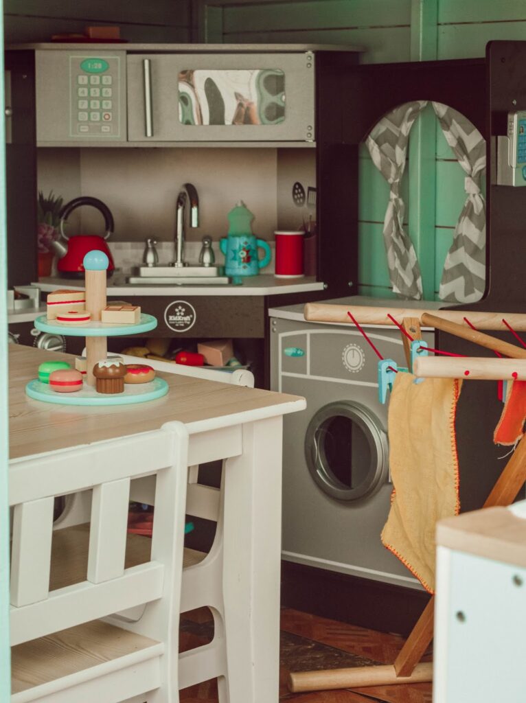 Wooden toys in a playhouse