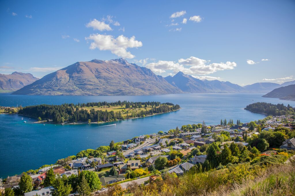 Aerial view of New Zealand scenery and nature