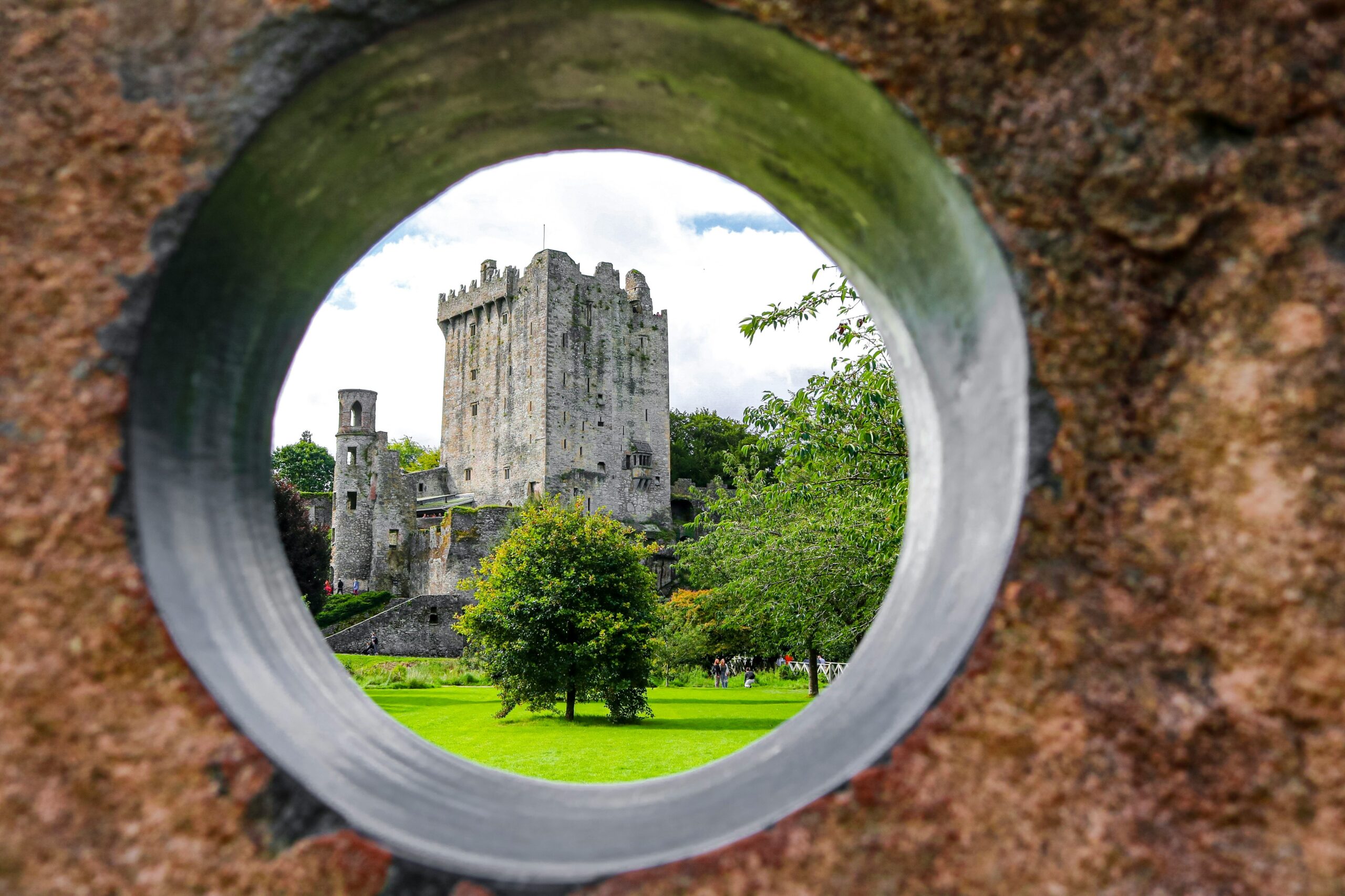 Blarney Castle through a circular viewpoint