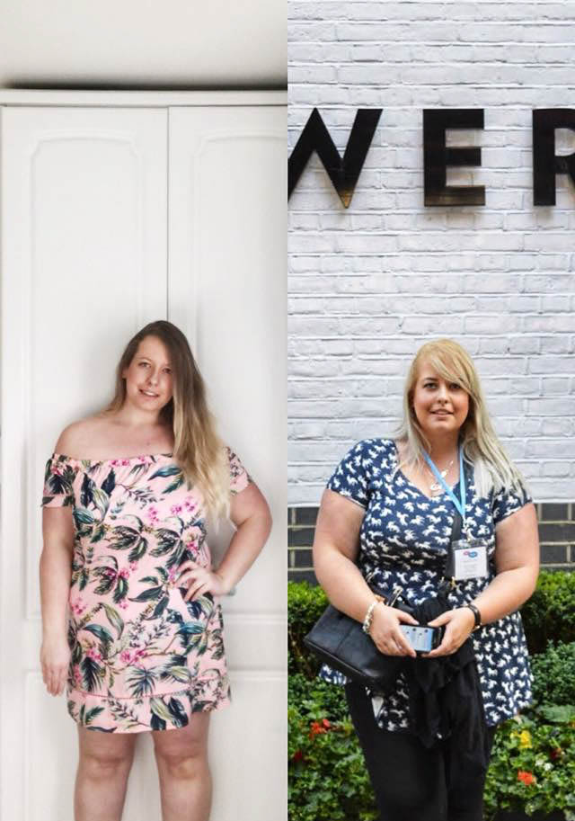 Weight loss before and after comparison
