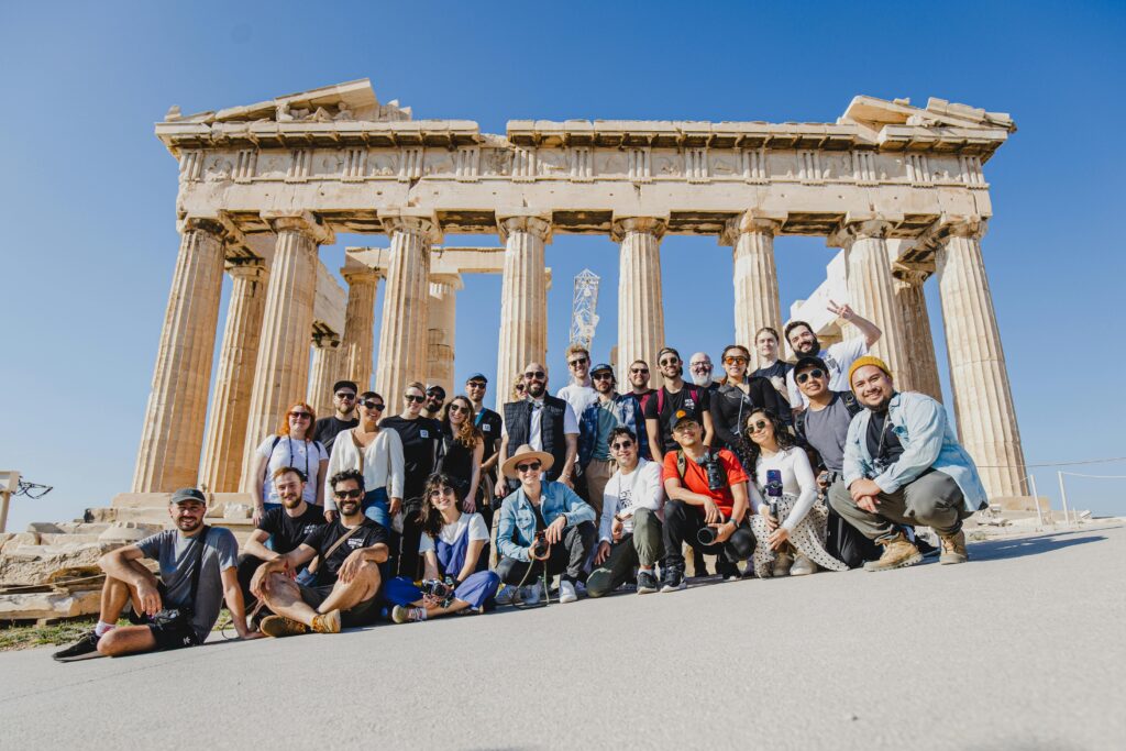 Group of tourists in Greece