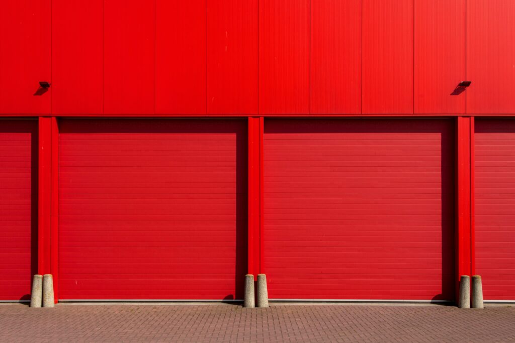 Bright red storage units