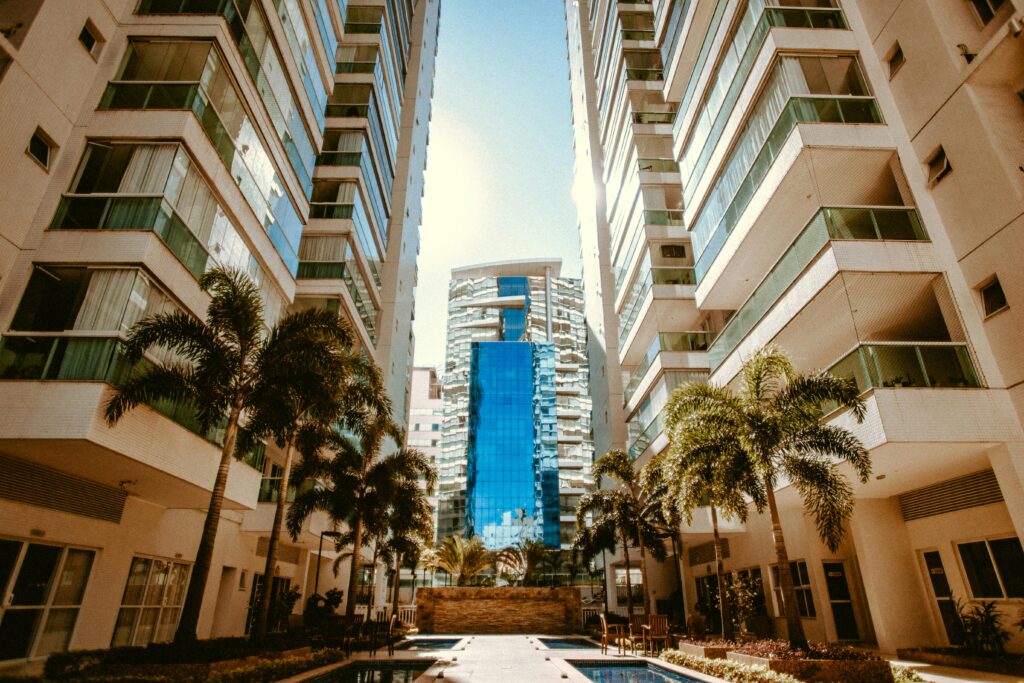 High-rise apartment block buildings