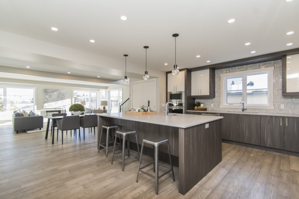 Open plan living room and kitchen
