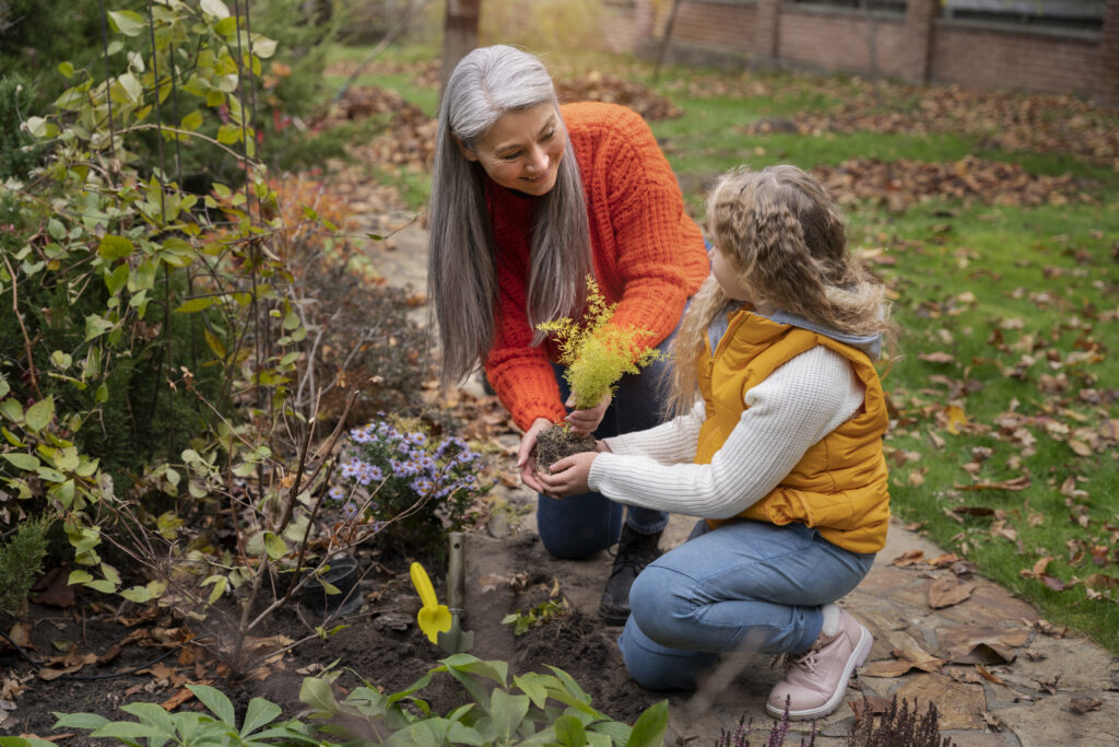 Child helping in the garden
