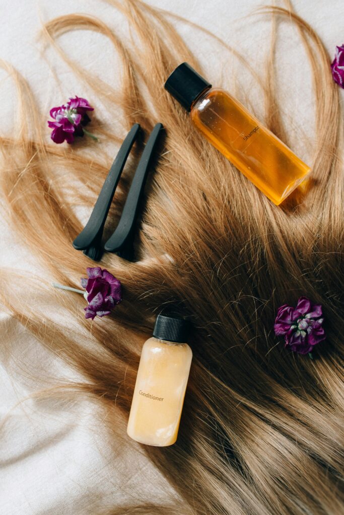 Haircare products on hair