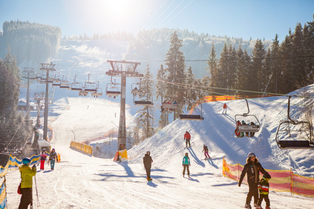 Ski resort in the sunshine