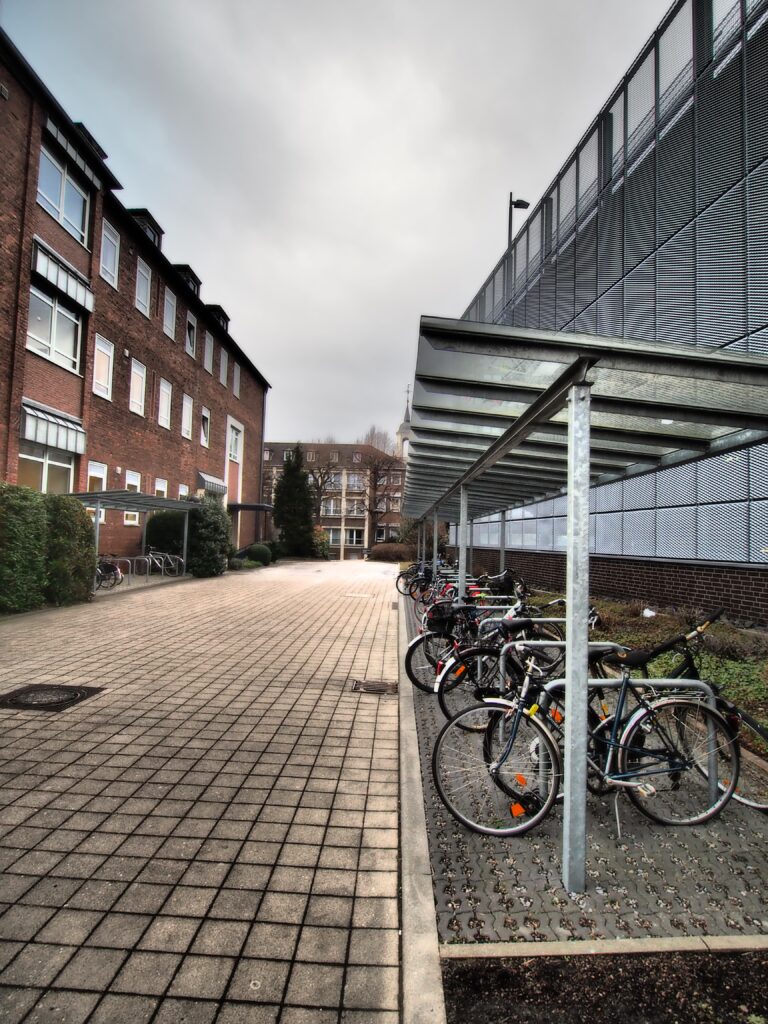 Bike shelter outside a building
