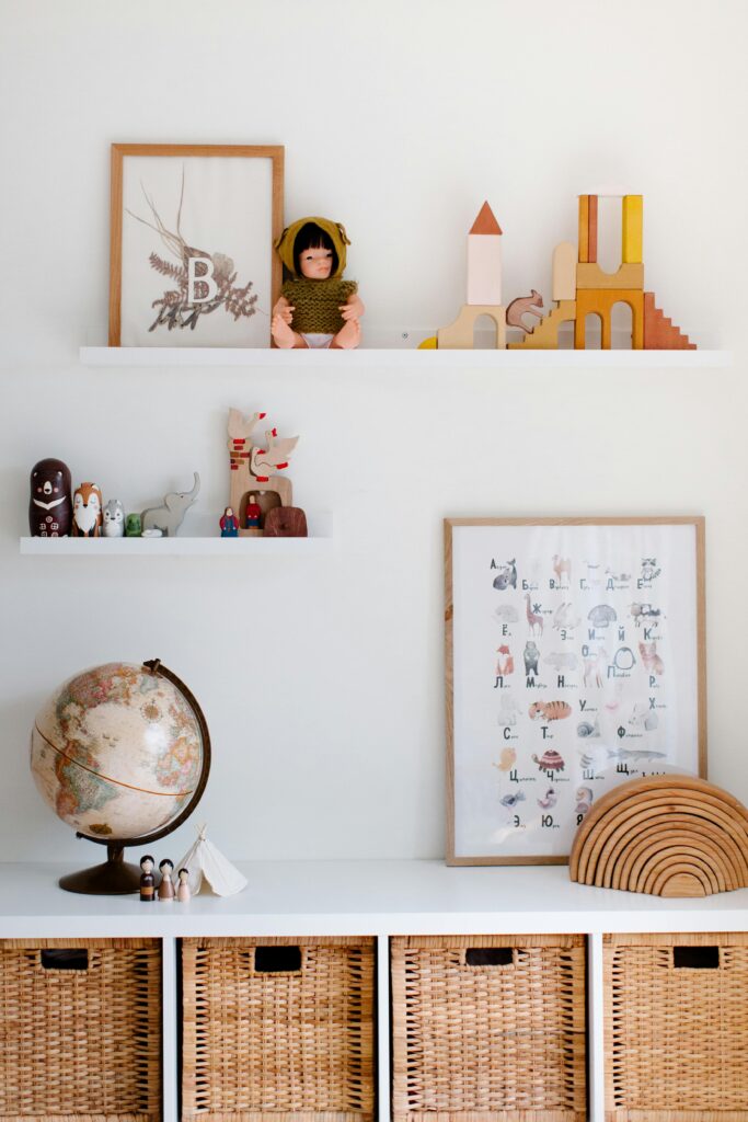 Playroom decor with storage cubes