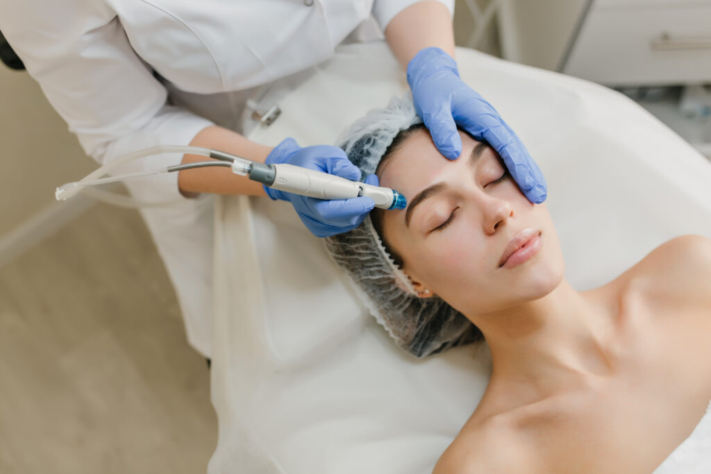 Woman getting a hydrafacial