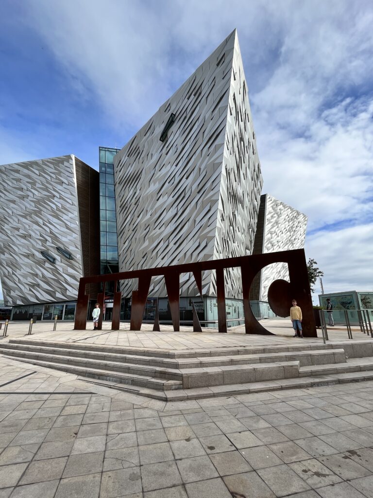 Kids standing outside Titanic Belfast