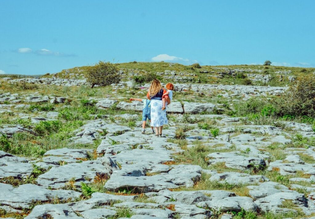 Woman and children visiting The Burren