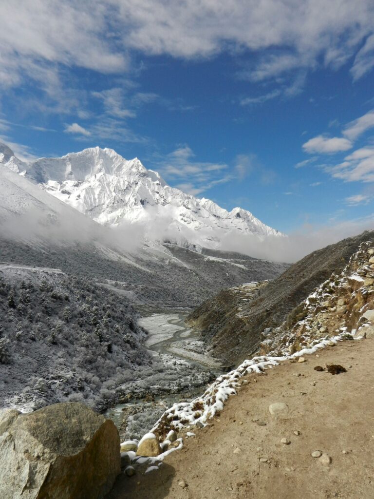 View of snowy mountain range in Nepal
