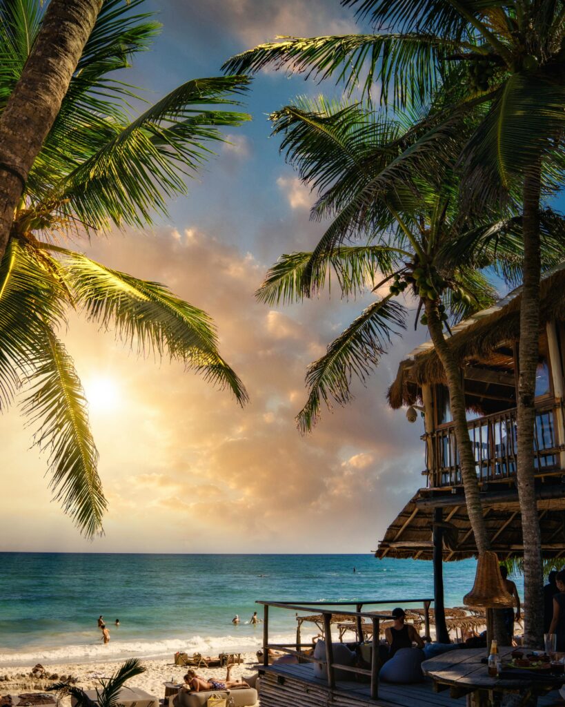 Beach view in Tulum, Mexico