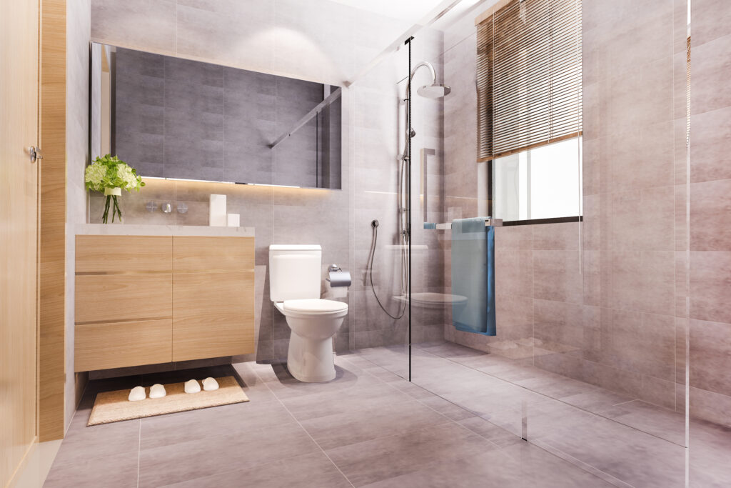 Modern bathroom with shower