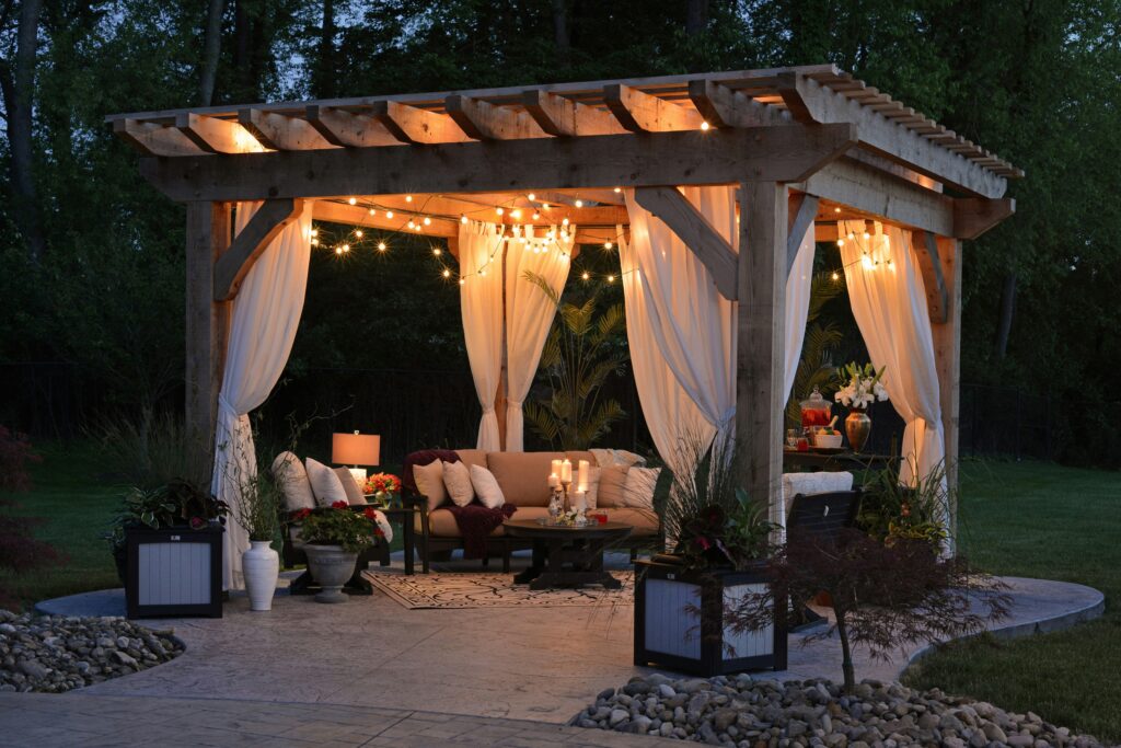 Patio area with soft furnishings