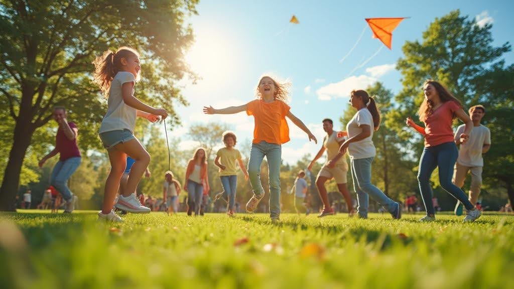 Sunlit park outdoor play.