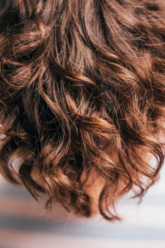 Curly long brown hair