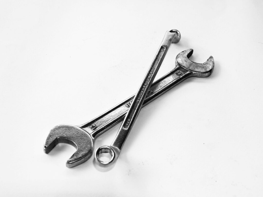 Wrenches on a white background