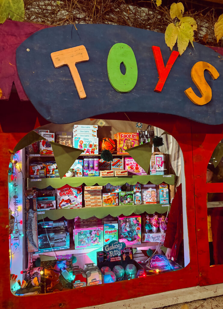 Toy shop window full of toys
