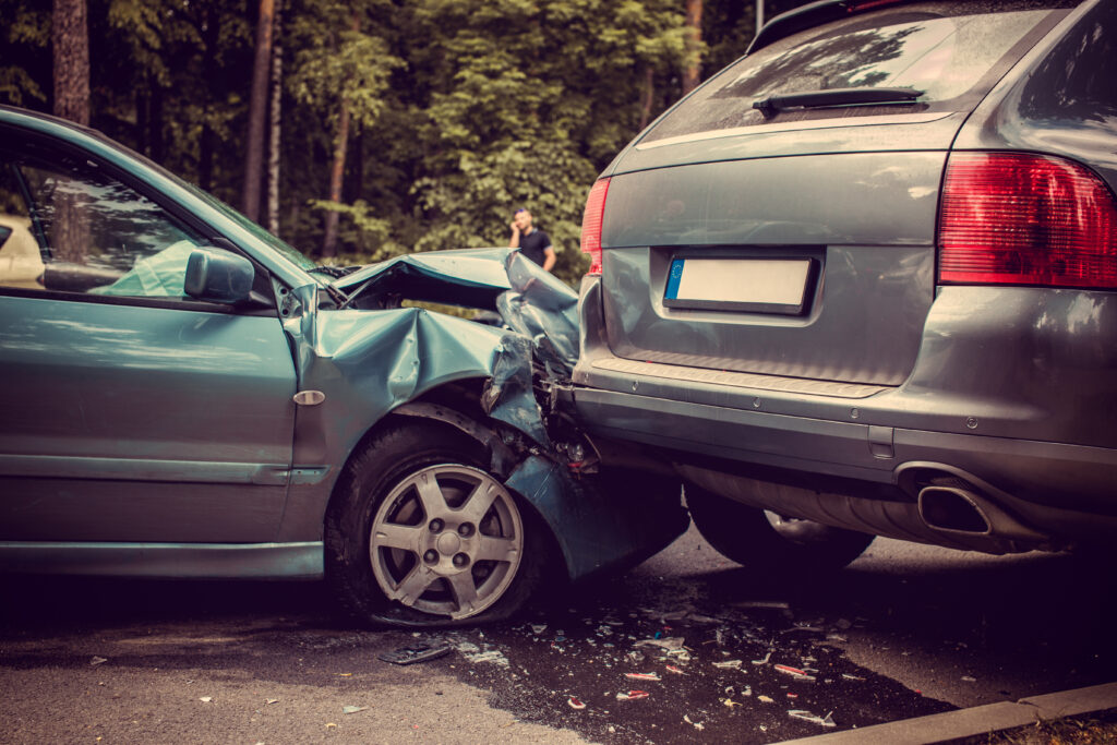 Two cars after a car accident