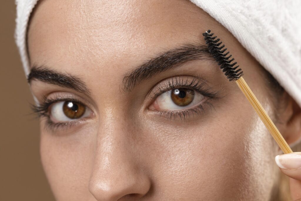 Woman with striking brown eyes
