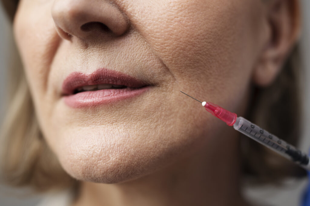 Woman getting injectable filler
