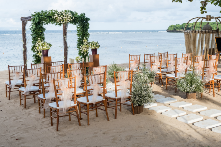 Set up for beach wedding ceremony
