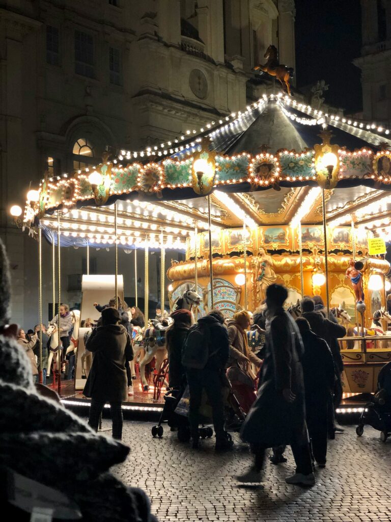 Carousel with people in Rome
