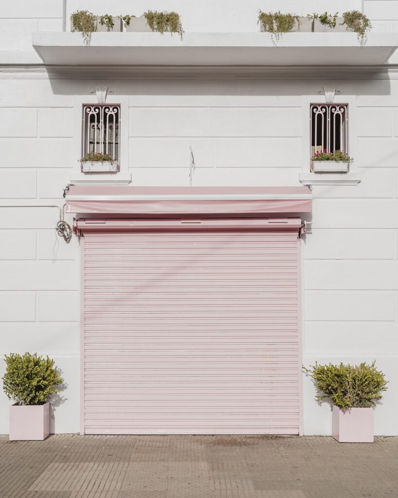 Pink garage door