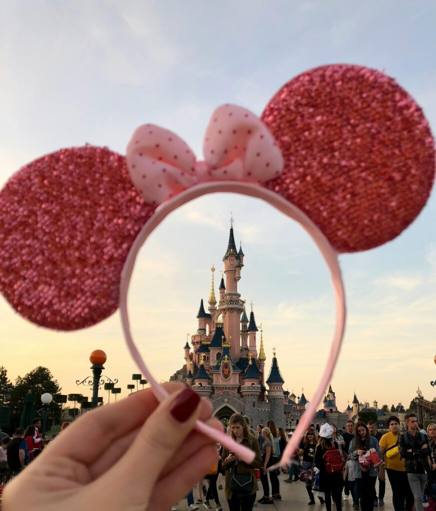 Mickey ears with the Disneyland castle in the middle