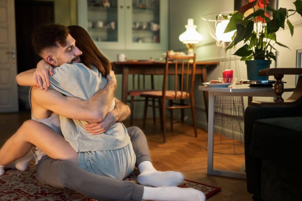 Couple embracing
