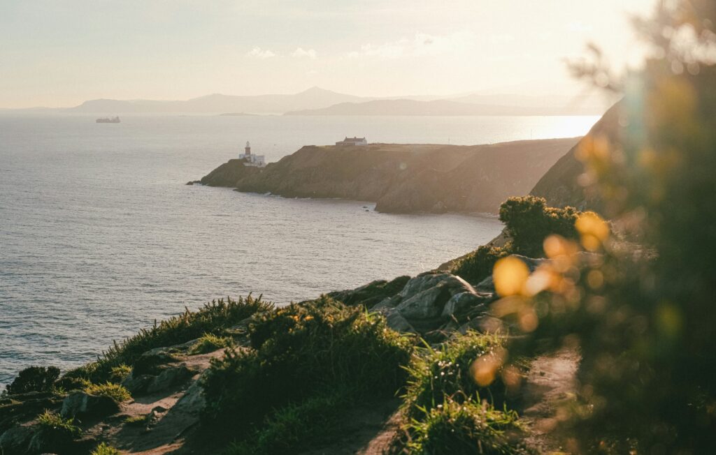 View of the lighthouse from Howth cliff walk