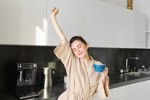 Woman enjoying her morning coffee