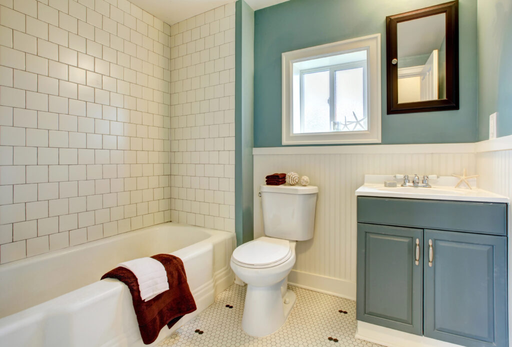 Bathroom with white tiles