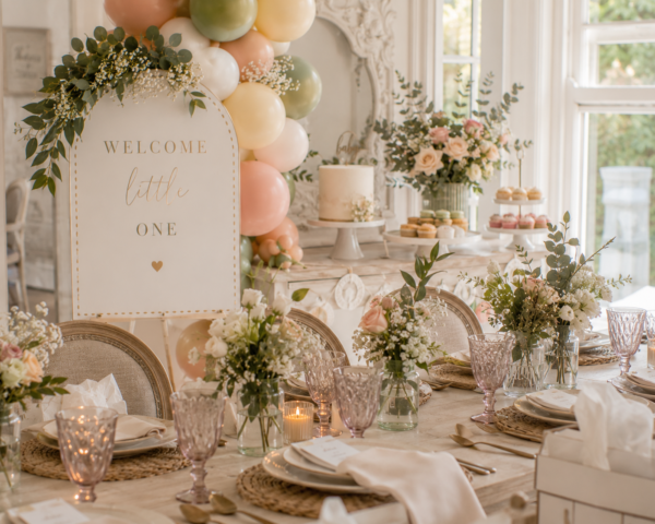 Beautiful baby shower decor