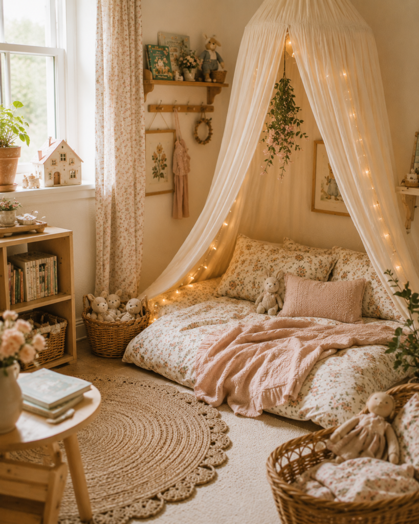 Canopy over a girl's bed