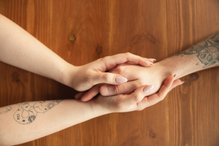 Two anon people holding hands