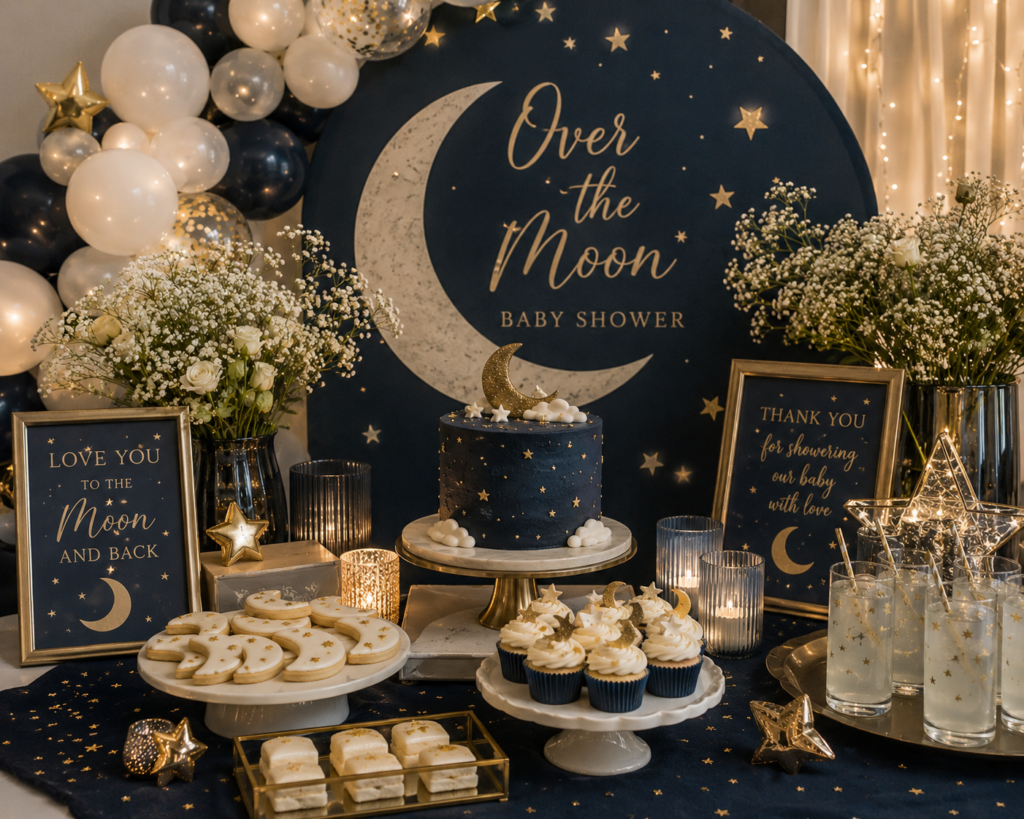 Moon themed baby shower