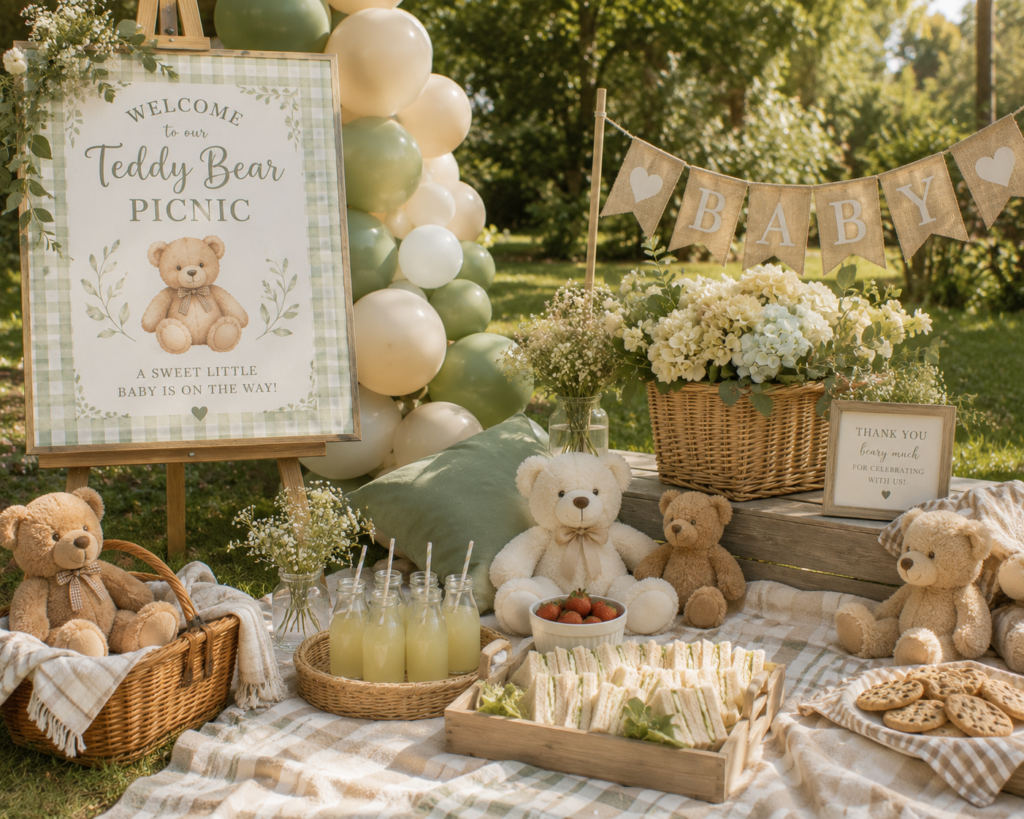 Teddy bear's picnic themed baby shower