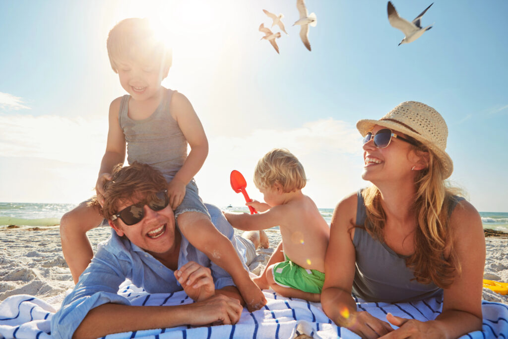 Family on a beach holiday