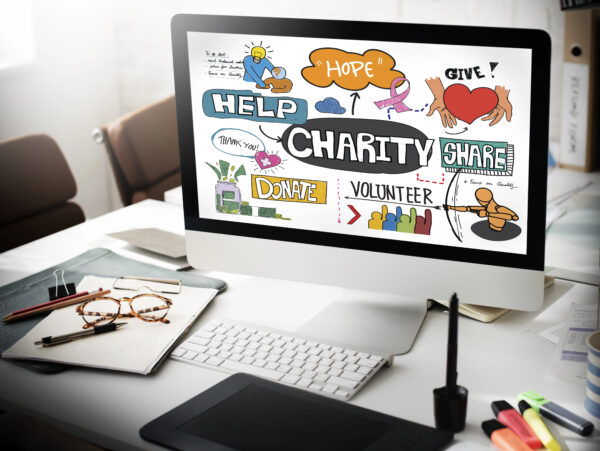 Charity website on a desktop computer