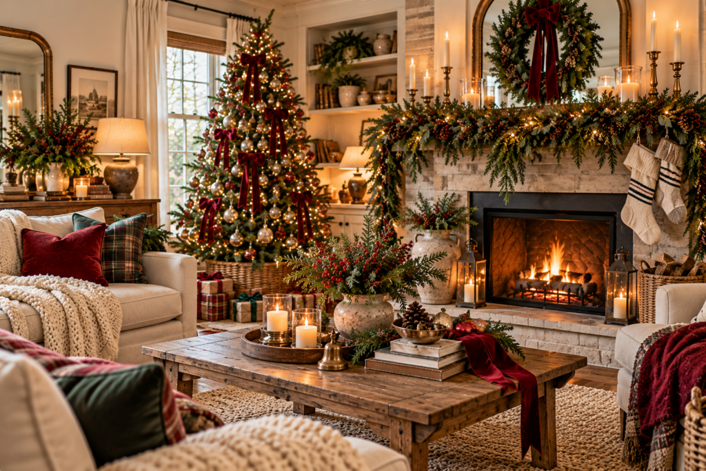Beautiful Christmas decor in a living room