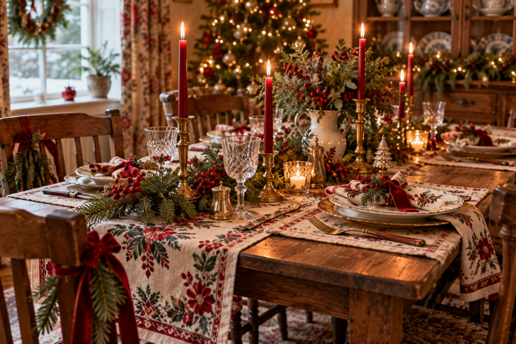 Beautiful table laid for Christmas