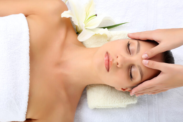 Woman receiving treatment in a med spa