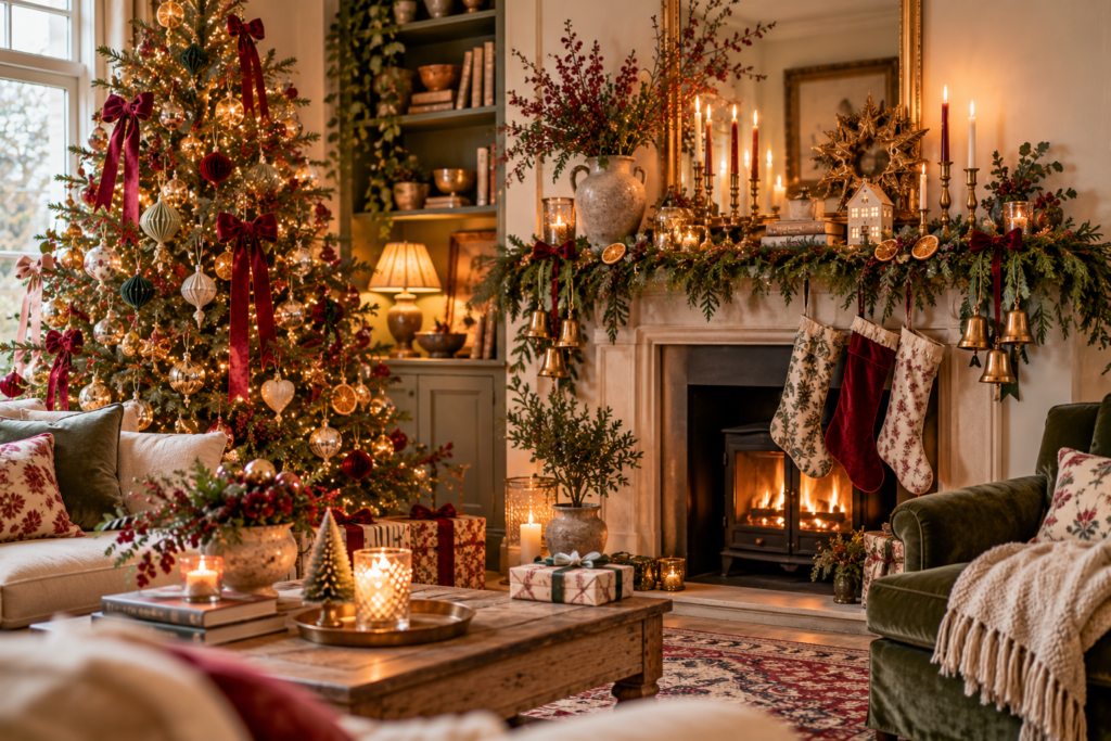 Beautiful Christmas decor in a living room