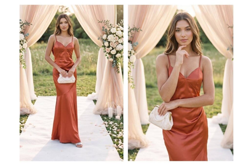 Lady in an orange dress